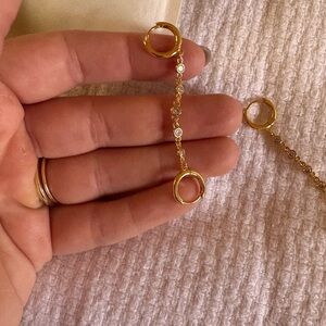 Gold-filled Double Hoop Chain & Gem Earrings